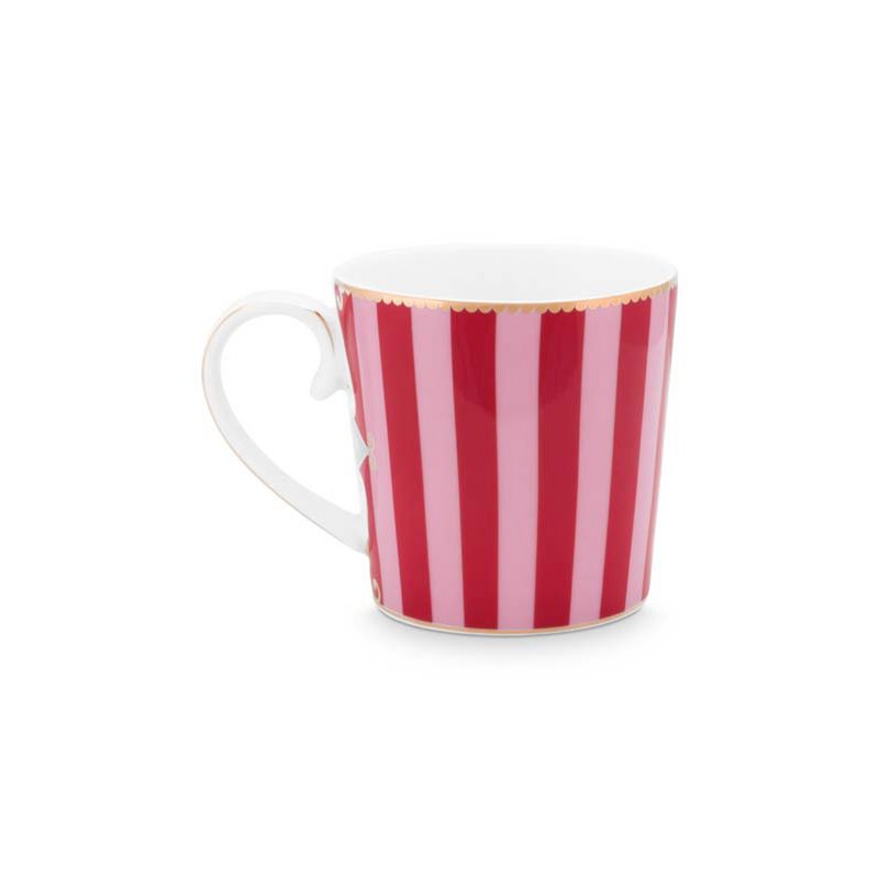 Mug Large Love Birds Medallion Stripes Red-Pink 250ml
