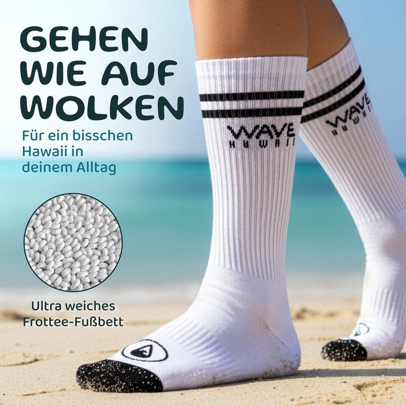Cotton Crew Socks Stripes + Logo white