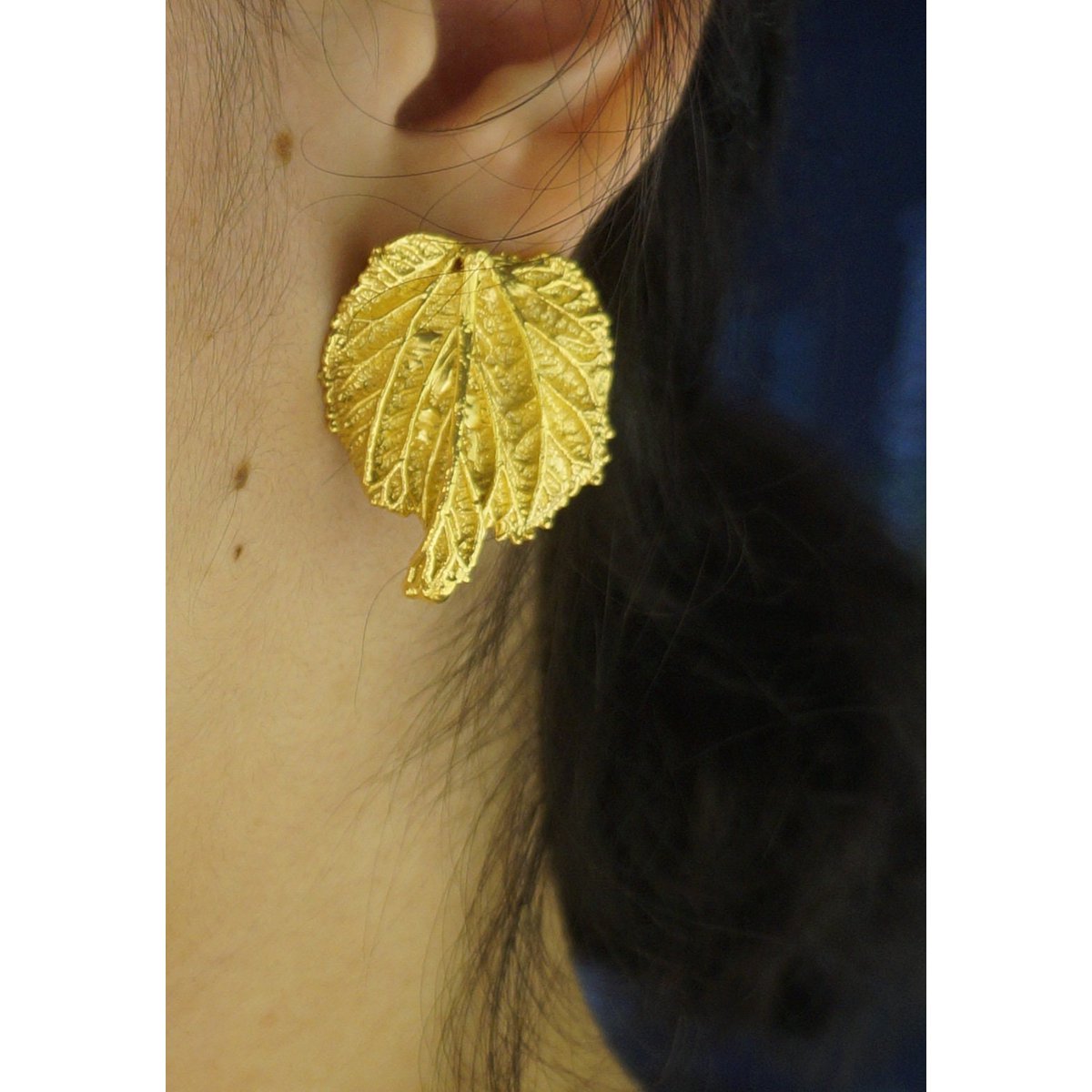 Mulberry Leaf Earrings - Real Leaves Coated in Gold and Silver