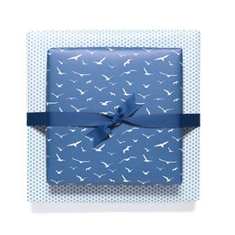 Bird wrapping paper blue - maritime wrapping paper with seagulls, as a gift packaging for baptism, communion or confirmation