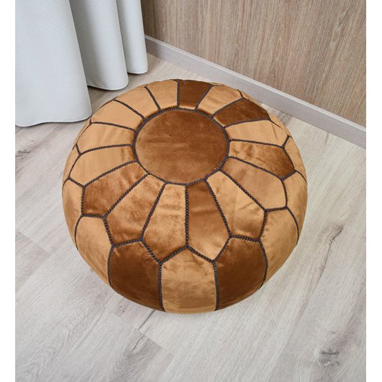 Velvet pouffe - karamelbruin
