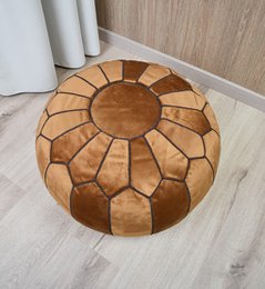 Velvet Pouffe - Caramel Brown