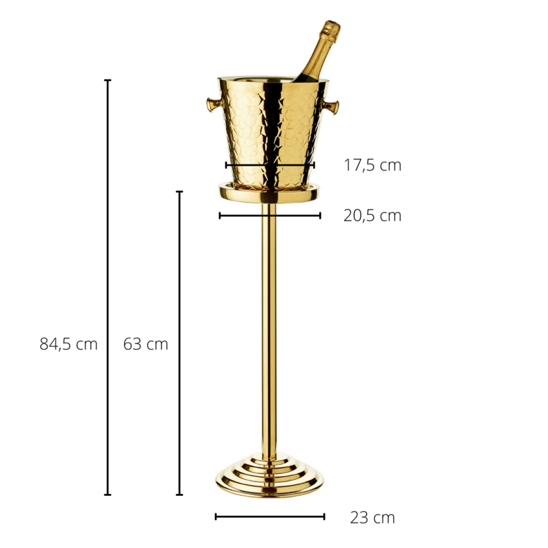 Sektkühler Capri med stativ i guld H 83 cm