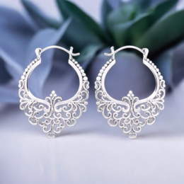 Gode ​​Karma Sølvspidse Creoler - 925 Sterling Boheme Style Øreringe OHR925-11