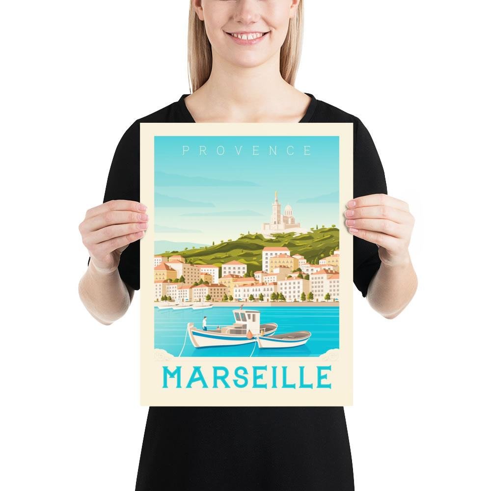 Vintage Marseille-poster | Poster Stad Marseille Provence Côte d'Azur Frankrijk