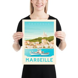 Marsylia plakat w stylu vintage | Plakat Miasto Marsylia Prowansja Lazurowe Wybrzeże Francja
