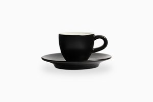 CUP AND SAUCER 70 CC MATT BLACK TULIPANO
