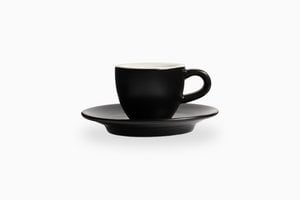 CUP AND SAUCER 70 CC MATT BLACK TULIPANO