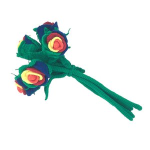Luna-Leena 2x flower rose  multicolored  - soft wool - hand crochet in Nepal