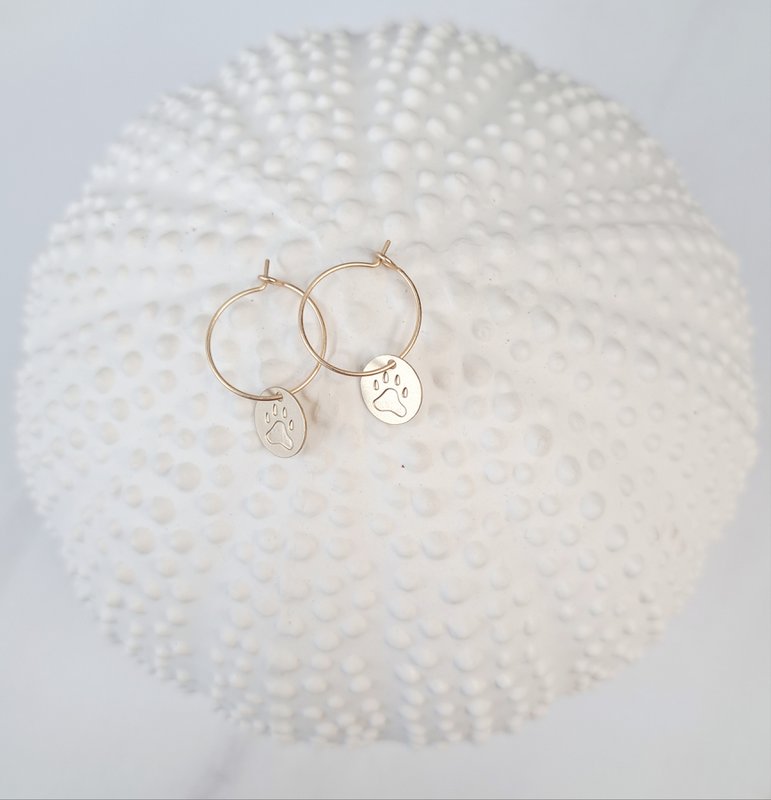 Øreringe - MInimalisme - Kat - kattepote guld