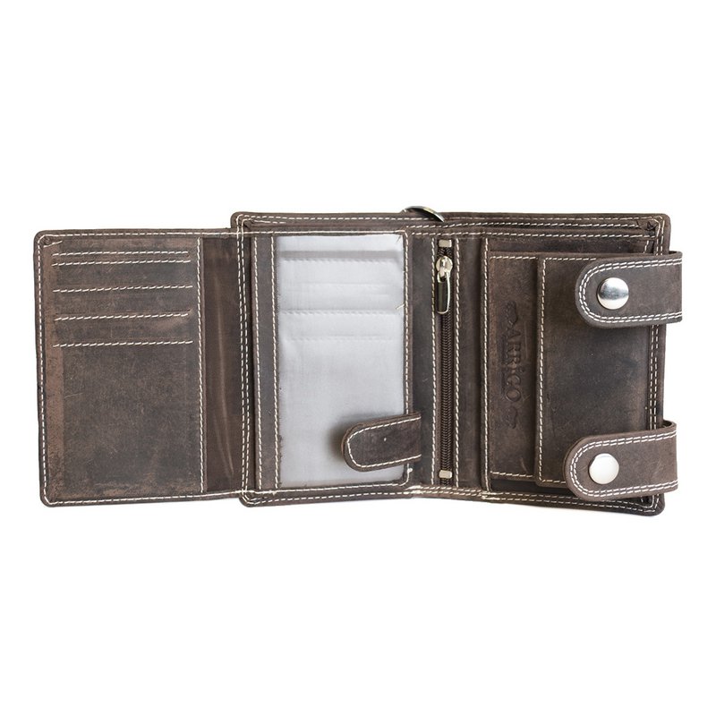 Men's Wallet Leather With Chain dark brown buffalo leather