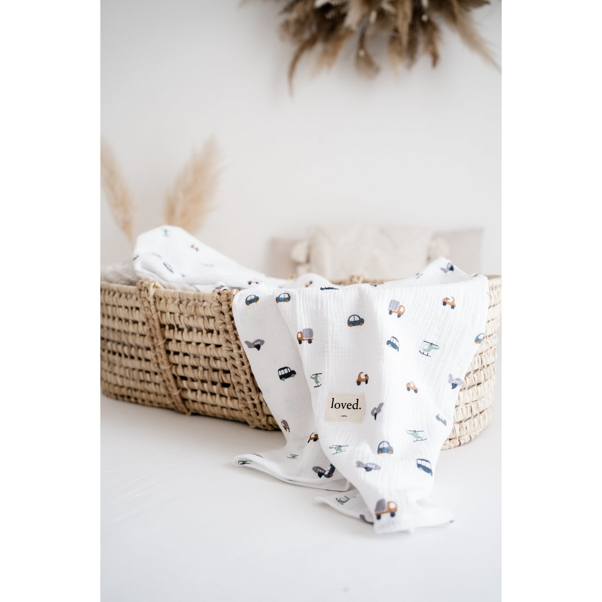 Babydecke Bio Musselindecke 120x120cm Fahrzeuge
