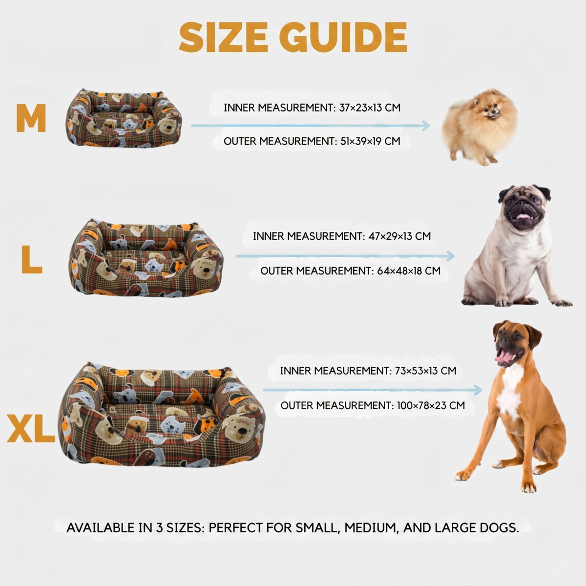 Yommy Semi-Waterproof Dog Bed | Durable Canvas & Plaid Pattern | Non-Slip Base + Waterproof Protection | Washable Pet Bed | Sizes M / L / XL | 5 Colors Available | Ideal for Medium and Large Dogs