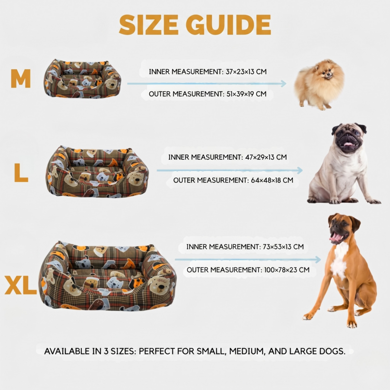 Yommy semi-vandtæt hundeseng | Holdbart lærred og plaidmønster | Skridsikker base + vandtæt beskyttelse | Vaskbar kæledyrsseng | Størrelser M/L/XL | 5 tilgængelige farver | Ideel til mellemstore og store hunde
