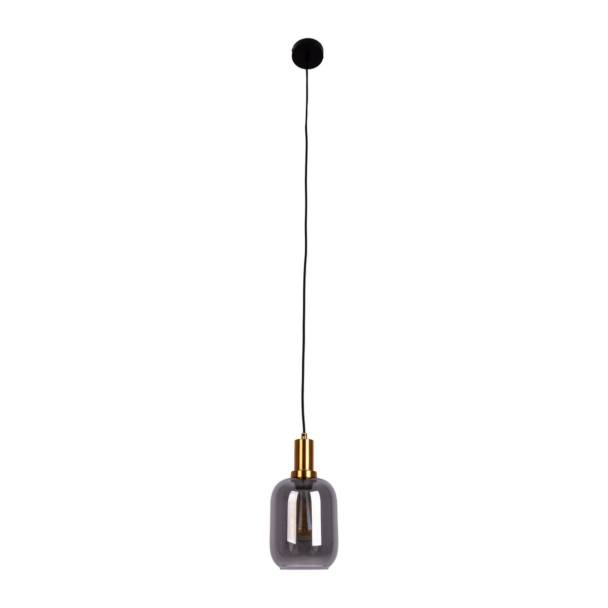 1-pendant lampa „fumo”, lampa wisiorka wykonana z metalu i szkła w kolorze czarnym, z gniazdem E14, do jadalni, salonu, korytarza lub biura, lampa wisząca 150 x 20 cm