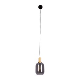 1-pendant lampa „fumo”, lampa wisiorka wykonana z metalu i szkła w kolorze czarnym, z gniazdem E14, do jadalni, salonu, korytarza lub biura, lampa wisząca 150 x 20 cm