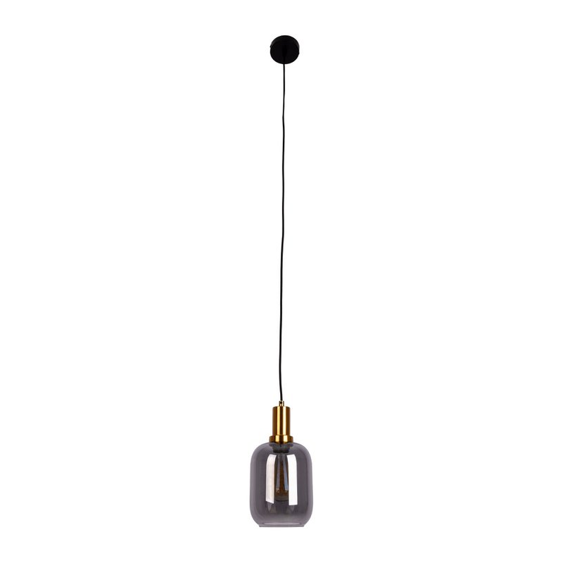 1-pendant lampa „fumo”, lampa wisiorka wykonana z metalu i szkła w kolorze czarnym, z gniazdem E14, do jadalni, salonu, korytarza lub biura, lampa wisząca 150 x 20 cm