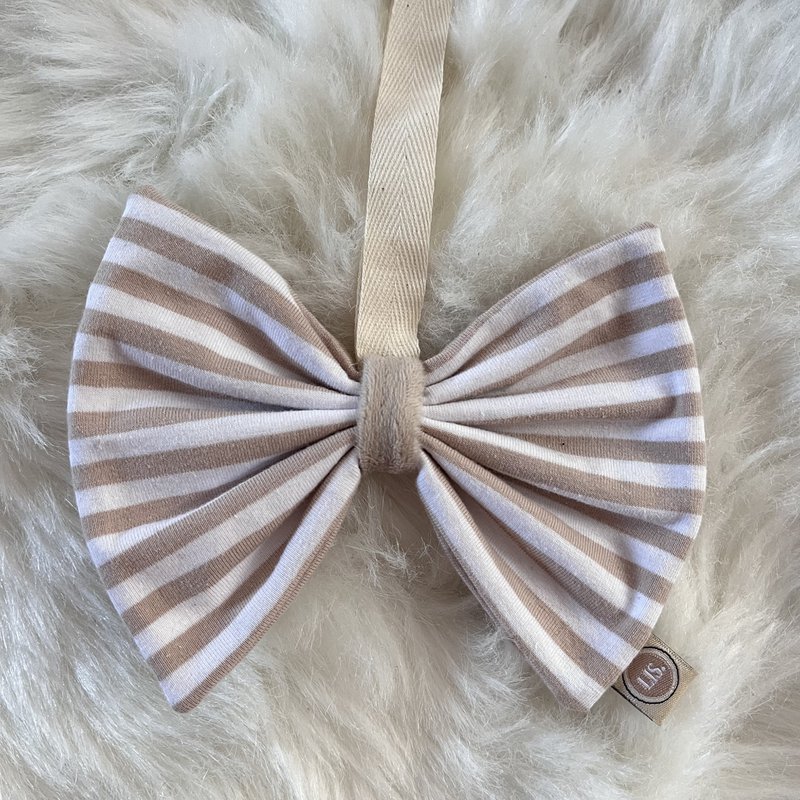 Lazo de tela para chupete - beige/blanco