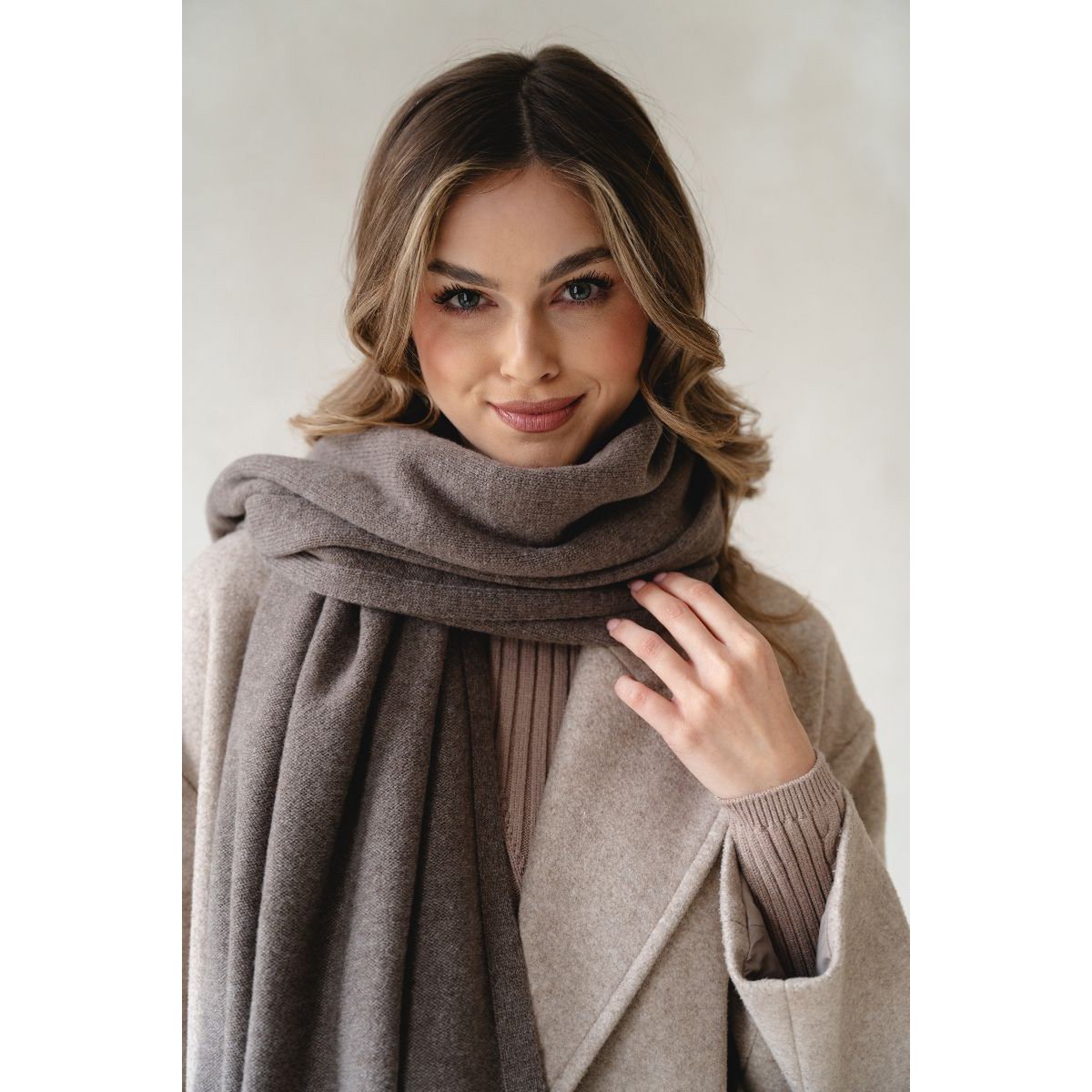 VERO kasjmier sjaal - taupe