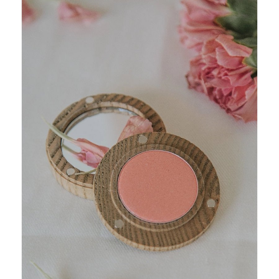 Blush de poudre végétalien - Look naturel et défini, boîtier en bois inclus