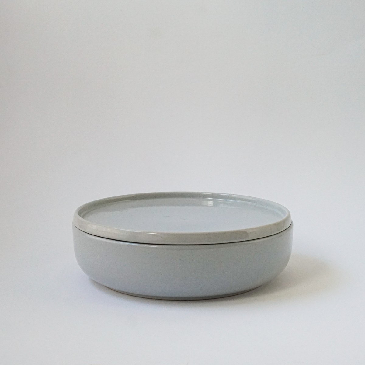 Bol 22 cm avec couvercle/assiette Rose Trémière - gris arctique - 1 000 ml