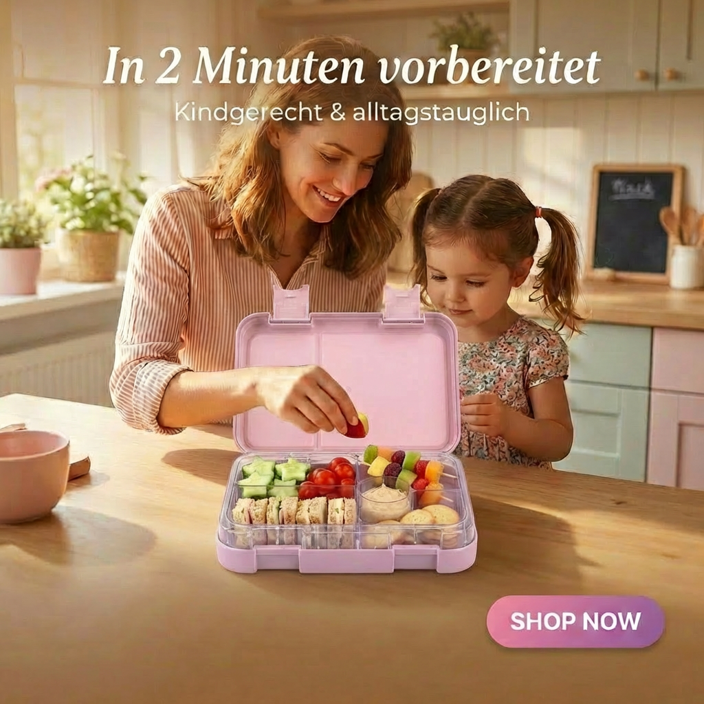 Brotdose Kinder auslaufsicher mit Fächern – Bento Lunchbox Kindergarten BPA frei – Regenbogen - JENARD