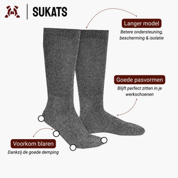 Sukats® 3 or 6 Pairs of Norwegian Work Socks | Stable Worker | Gray | Multiple sizes