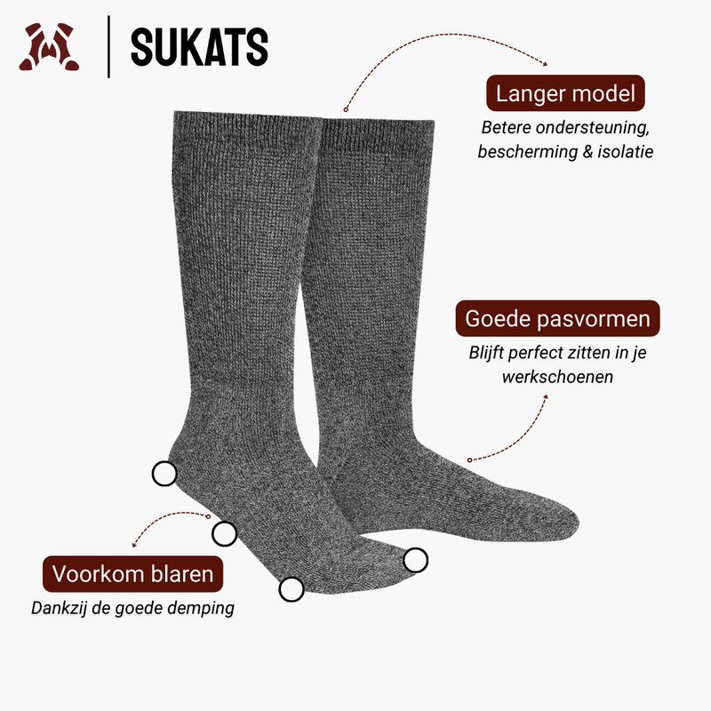 Sukats® 3 or 6 Pairs of Norwegian Work Socks | Stable Worker | Gray | Multiple sizes