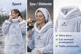 KoKoon sportponcho met capuchon - uitgang zwembad - onmiddellijke warmte na het zwemmen - ultrazacht - ideaal voor aquatische centra, aqua-wandelen - universele maat