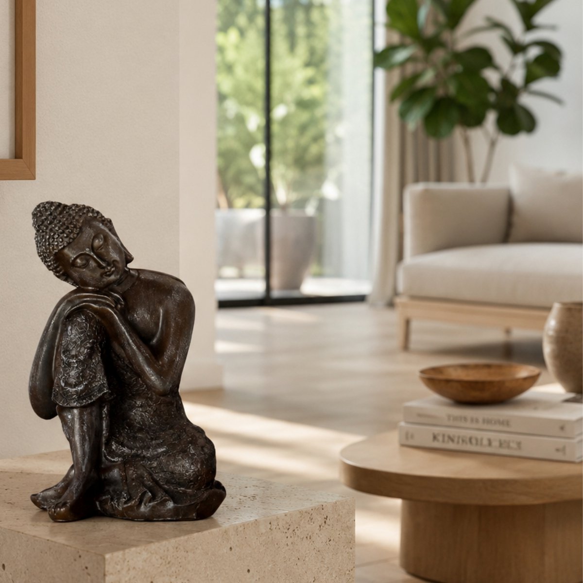 Estatua de Buda pensador tailandés - Decoración Zen y Feng Shui - Objeto de la suerte - Idea de regalo Zen - Decoración