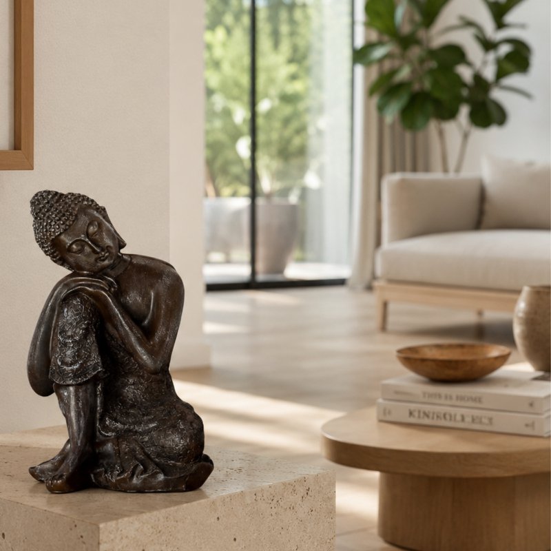 Thai Thinker Buddha Statue - Zen and Feng Shui Decoration - Lucky Object - Zen Gift Idea - Decoration