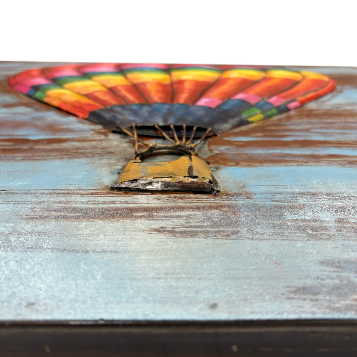 Rainbow hot air balloon metal picture 80 x 80 x 8 cm