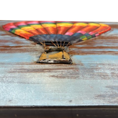 Rainbow hot air balloon metal picture 80 x 80 x 8 cm