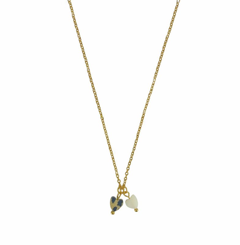 Collana Diaspro Dalmata & Cuore Conchiglia - Oro