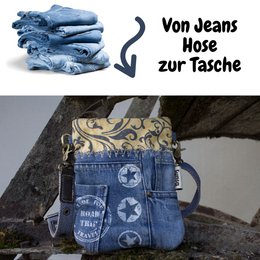 Sunsa petit sac à bandoulière durable. Sac à bandoulière pour femme fabriqué à partir de jeans recyclés et de toile (toile). Sac à main style rétro vintage. Sac bandoulière pour femme.