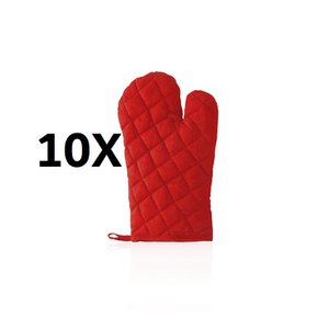 10 X RED HIGH QUALITY KITCHEN MITTEN IN SOFT COTTON MATERIAL