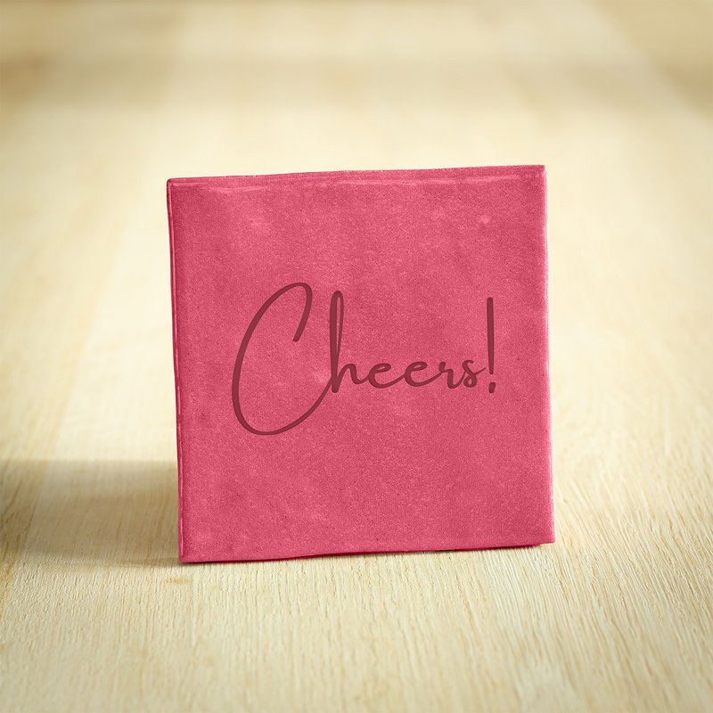 Tegeltje - Cheers! | Donkerroze | 10x10cm