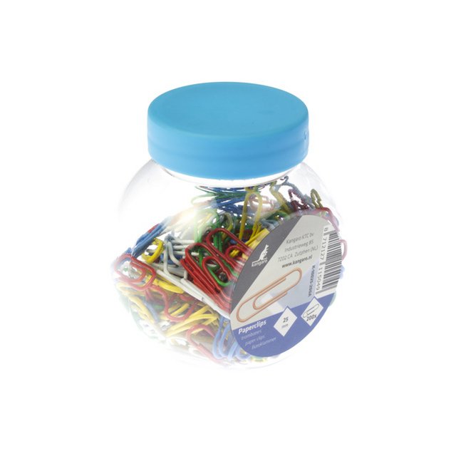 Paper clips Kangaro 25 mm in box around 200 pieces, assorted colours