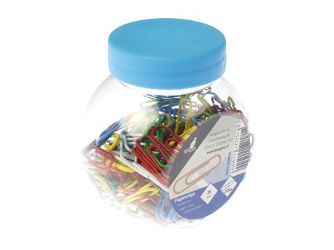 Paper clips Kangaro 25 mm in box around 200 pieces, assorted colours