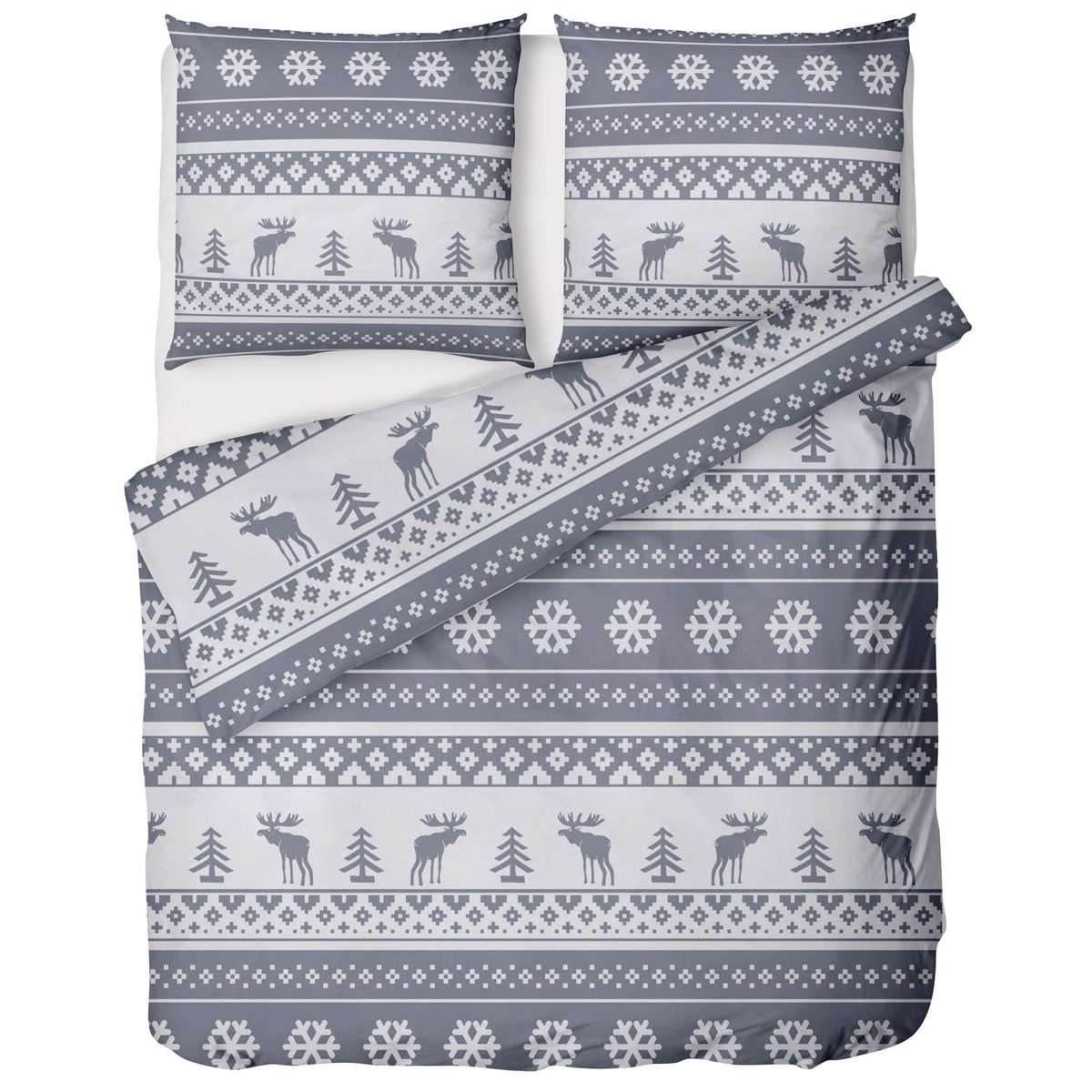Beaver beddengoedset 135x200cm Kerstmis in grijswit