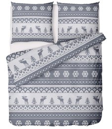 Beaver bed linen set 135x200cm Christmas in gray white