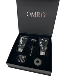 Scheerset OMRO SHAVE v. Elegant - scheermes, 2x scheerschuim, scheermeshouder, scheermesjes