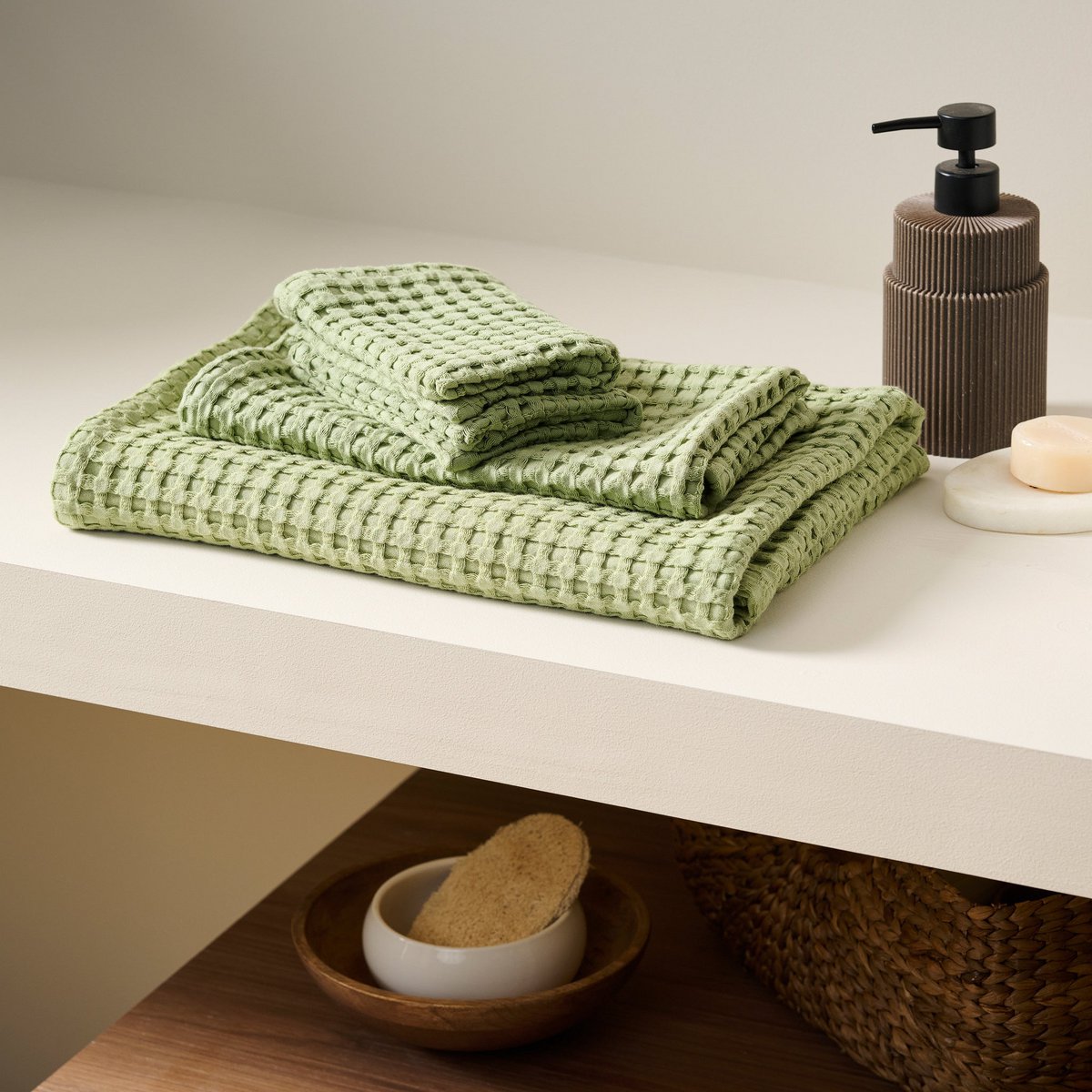 Bath Set : Bath | Hand | Face (2) Frosted-Green