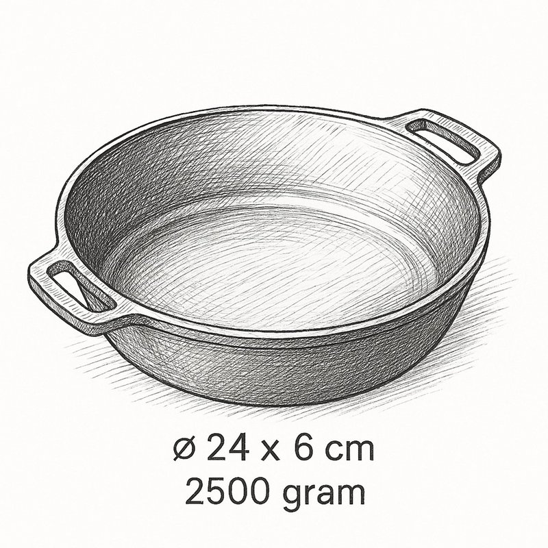 Støbejern serverer pan ø 24 x 6 cm - grill pan støbejern til hver grill - sort