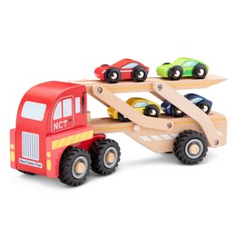 Transportador de Coches de Madera con 4 Coches