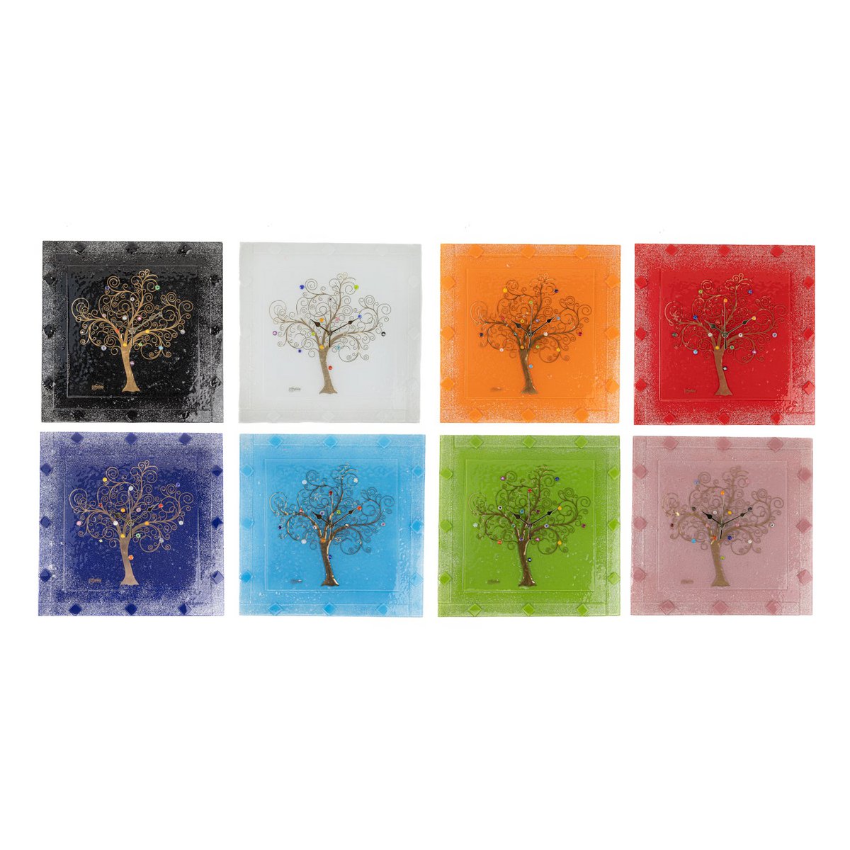 Vierkante muurhorloge in Murano Glass, voorkeurscadeau -idee, gouden gouden decoratie
