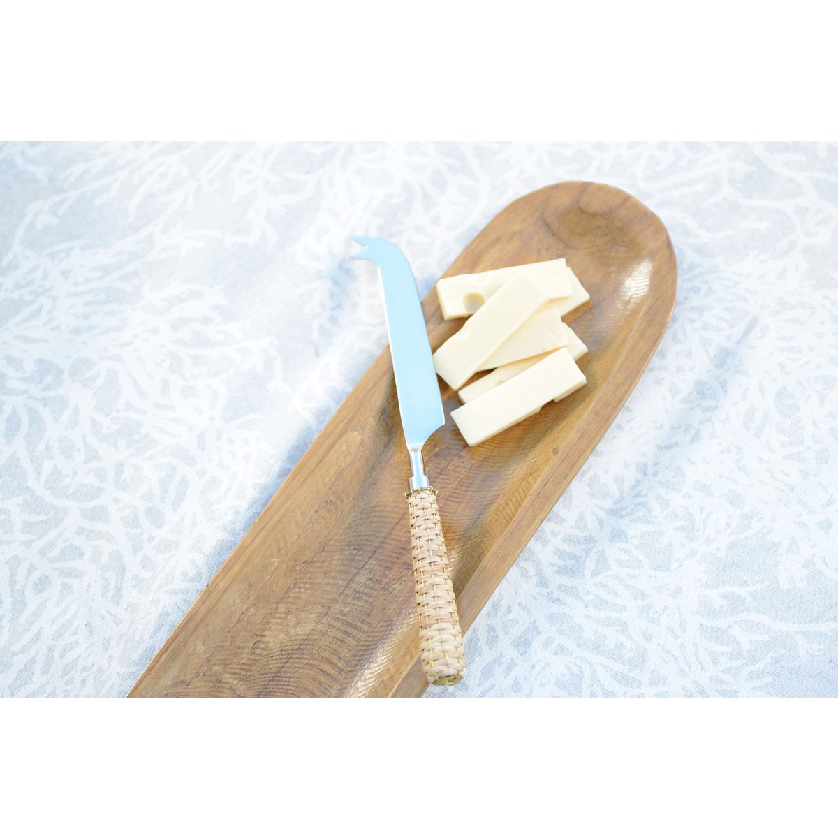 Plateau décoratif long ovale en bois 50x13x3cm