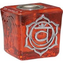 CUBE DE VERRE ORANGE BOUGIE-SACRAL