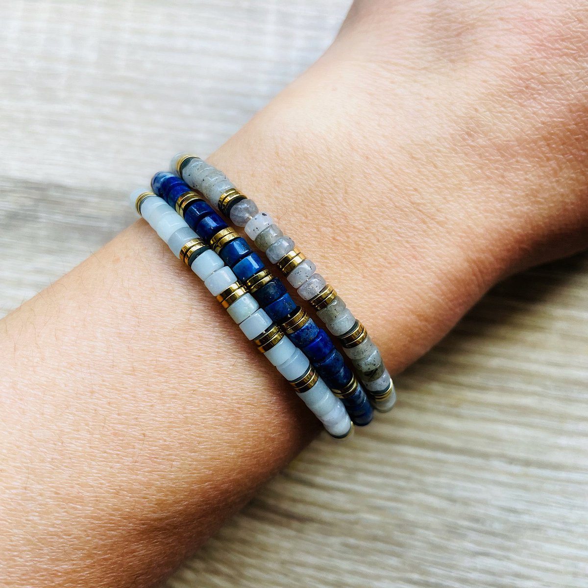 Jane Amazonit-Hämatit-vergoldetes Armband