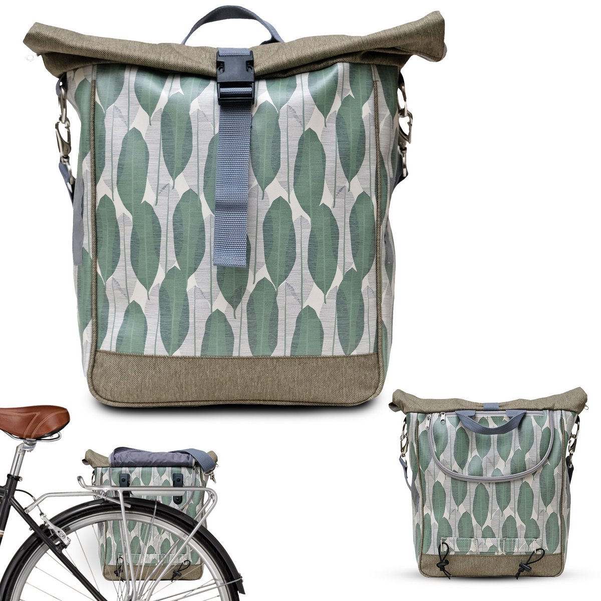 Fahrradtasche für Gepäckträger Satteltasche Packtasche, mit Tragegurt zum Umhängen, Wasserdicht - Banana Leafs